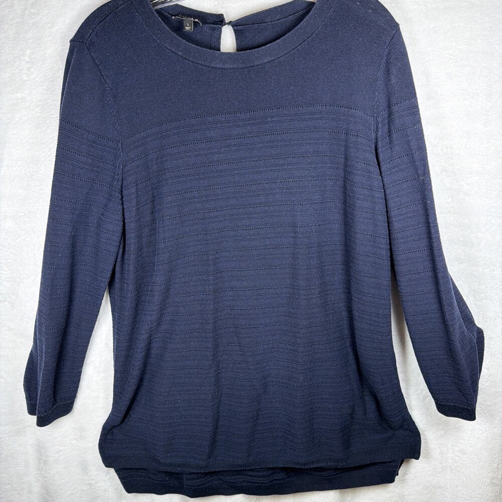 Talbots- Blue GAUZY BLOUSE SHIRT TUNIC TOP Lightweight Sweater Size Large EUC - Picture 1 of 9